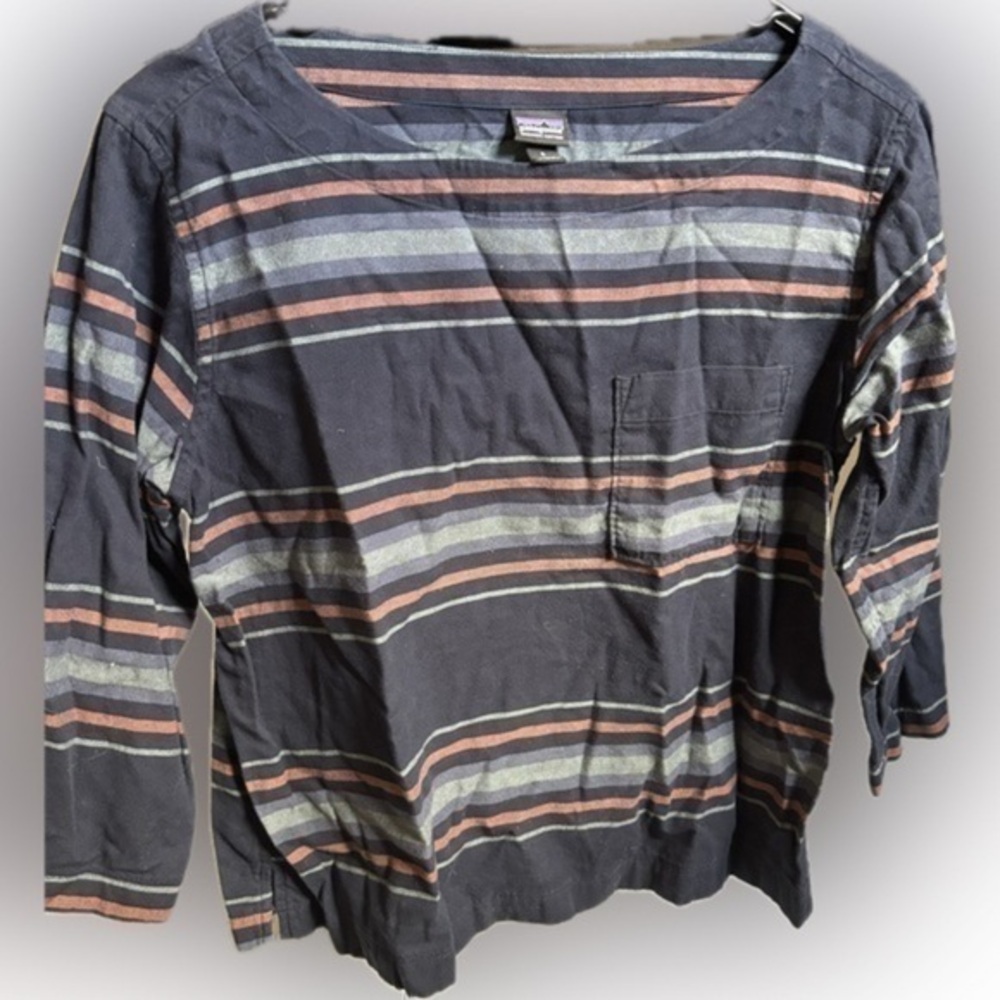 Striped Navy Top Patagonia small organic cotton #5479